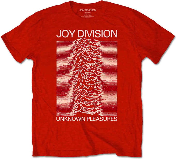 Joy Division - Unknown Pleasures White On Red Heren T-shirt - XS - Rood