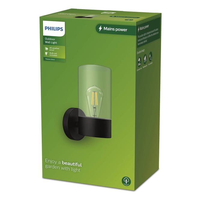 Philips Buitenwandlamp Flareon - Zwart - E27