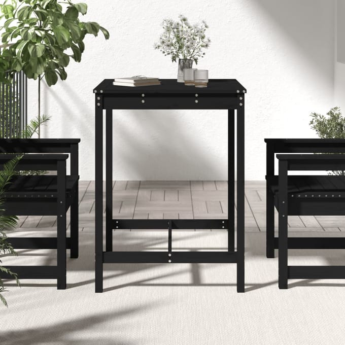 vidaXL - Tuintafel - 82,5x82,5x110 - cm - massief - grenenhout - zwart