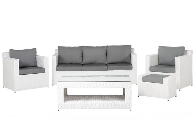 ROMA - Loungeset voor 6 - Wit - PE rotan