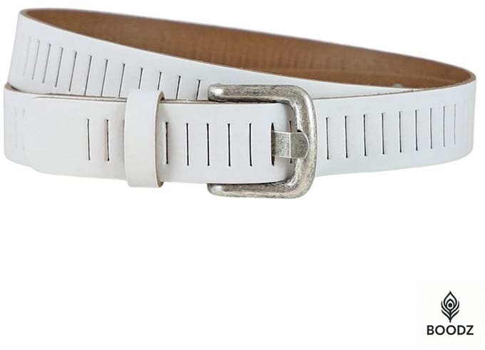 Boodz Leren Gleufjes Riem 3 cm Wit | Maat 85