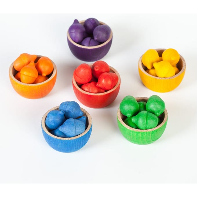Grapat Houten Speelgoed Speelset bakjes en eikeltjes