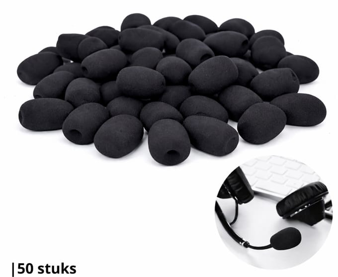 Knaak Microfoon Windkap - Headset - Cover - Plopkap - Windshield - 25 x 20 mm - Zwart - 50 stuks