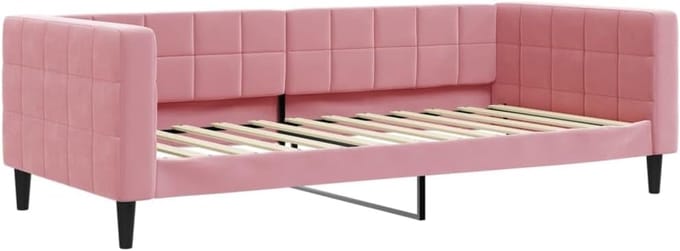 Slaapbank Fluweel - Bank Bed - Multifunctioneel Meubel - Stevig Frame - 223 x 90 cm - Roze