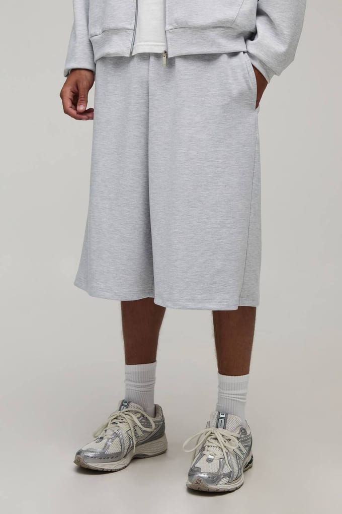 Scuba Bermuda Jort Met Plooien Vooraan | Grey Marl | Size Large