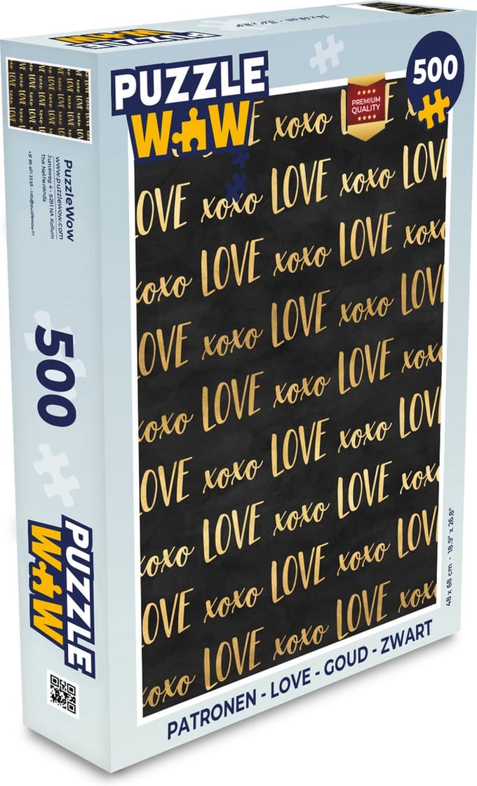 Puzzel Patronen - Love - Goud - Zwart - Legpuzzel - Puzzel 500 stukjes