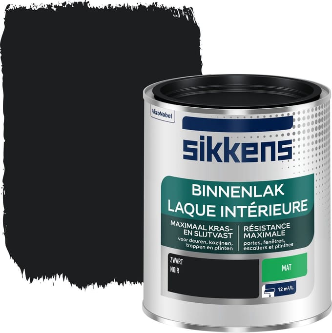 Sikkens - Binnenlak Mat - Zwart - 750 Ml