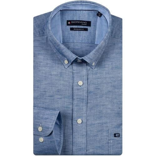 Giordano Overhemd Ivy Uni Color Button Down Denim Blue / male