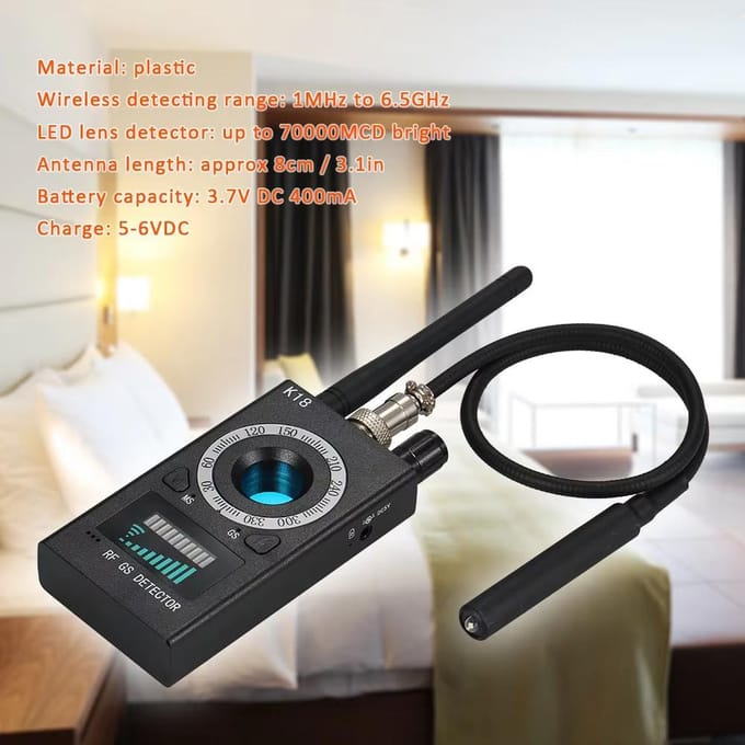K18 Anti Candid Camera Detector Bug Gadgets Afluisterzoeker GPS-signaal Lens RF Spy Tracker Detecteer Multifunctioneel Anti Camera US Plug
