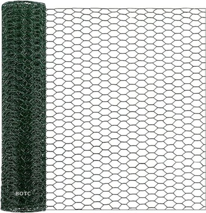 BOTC Kippengaas Groen - 40 cm x 4 Meter - Zeshoekig Gaas 25 x 16 mm - Gegalvaniseerd Metaal met PVC-Coating - Voor Tuin, Bloemstukken & DIY