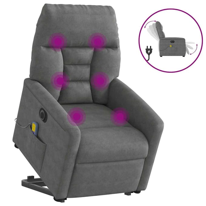 vidaXL - Sta-op-massagestoel - elektrisch - microvezelstof - donkergrijs