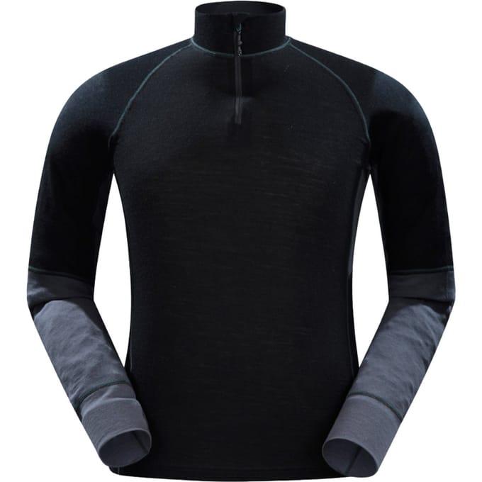 Mountain Warehouse Heren Ultra Merino Wol Zip Hals Base Layer Top (Zwart)