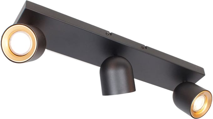 Plafondspot | 10 cm | Solare spots | 3 lichts | GU10 | goud, zwart | metaal | moderne accentverlichting