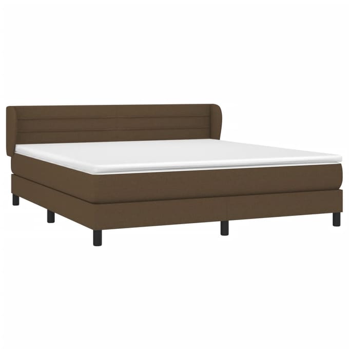 vidaXL - Boxspring - met - matras - stof - donkerbruin - 180x200 - cm