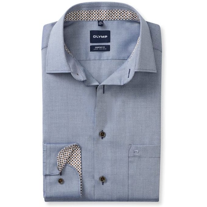 OLYMP Luxor Overhemd, Comfort Fit, New Kent, Marineblauw