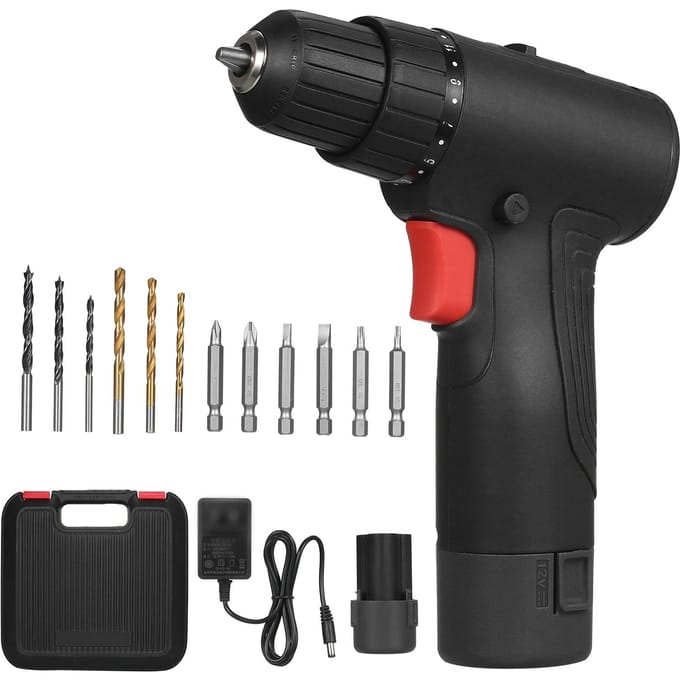 12V borstelloze boorset, efficiënt en duurzaam, met multifunctionele accessoires Zwart UK UK Plug zwart