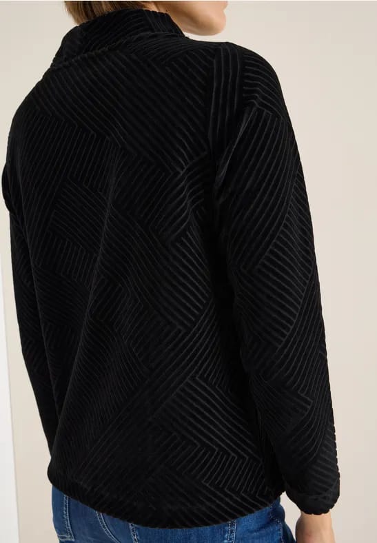 Shirt met structuur en trechtervormige hals