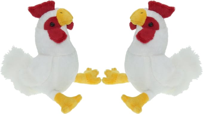 Pluche Kip knuffel - Set van 2x stuks - vogel - 20 cm - knuffeldier - boerderijknuffel - speelgoed - voor kinderen