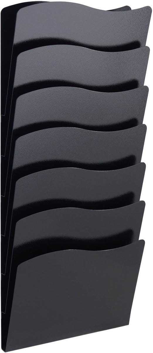 Zwarte Brochurehouder / Wandfolderhouder - Wand 7 x A4