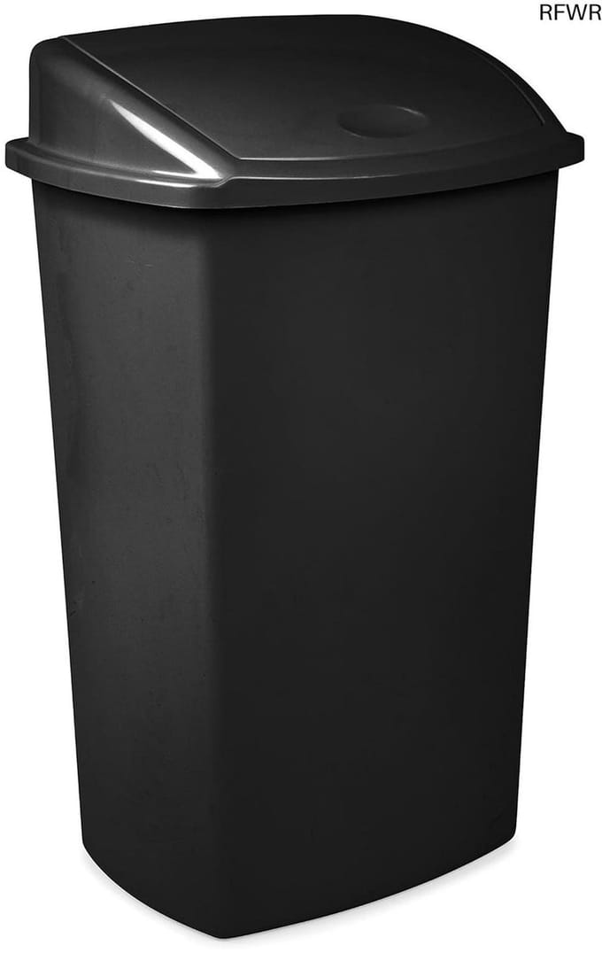 RFWR® Afvalbak met Klapdeksel - 73 Liter - Zwart