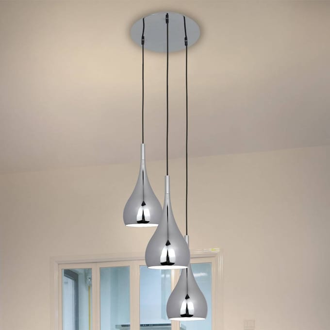 Hanglamp "Style" E27 fitting Chroom Metaal Druppelvorm