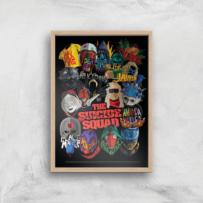 Suicide Squad Poster Giclee Art Print - A3 - Wooden Frame
