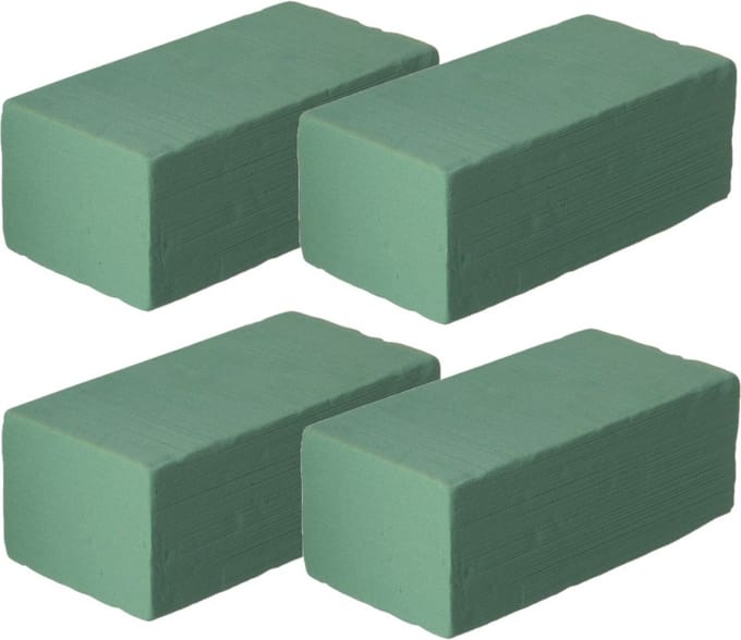 Glorex Hobby Steekschuim/oase voor plantenbak - 4x - groen - nat - 23 x 7,5 x 11 cm