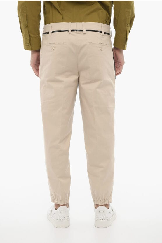 Regular Fit Slim Fit Broek met Riemlussen in Beige