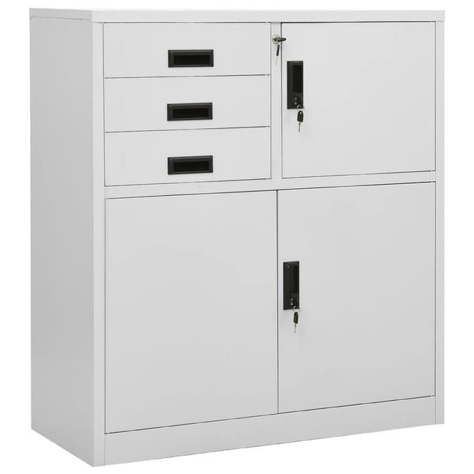 vidaXL - Kantoorkast - 90x40x102 - cm - staal - lichtgrijs