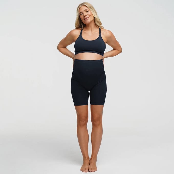 cfab - Naadloze zwangerschapsshorts met hoge taille - Marineblauw - 2XL