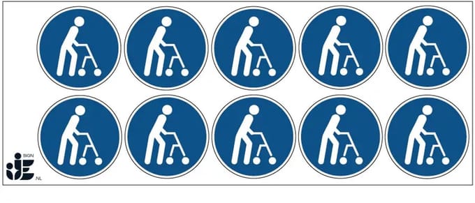Mobiliteitsbeperking prioriteit sticker | 5 cm - 10 stuks per vel