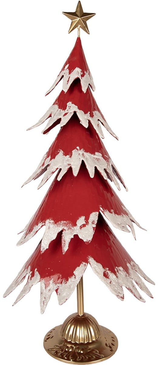 Clayre & Eef Kerstdecoratie Beeld Kerstboom 39x31x84 cm Rood Metaal