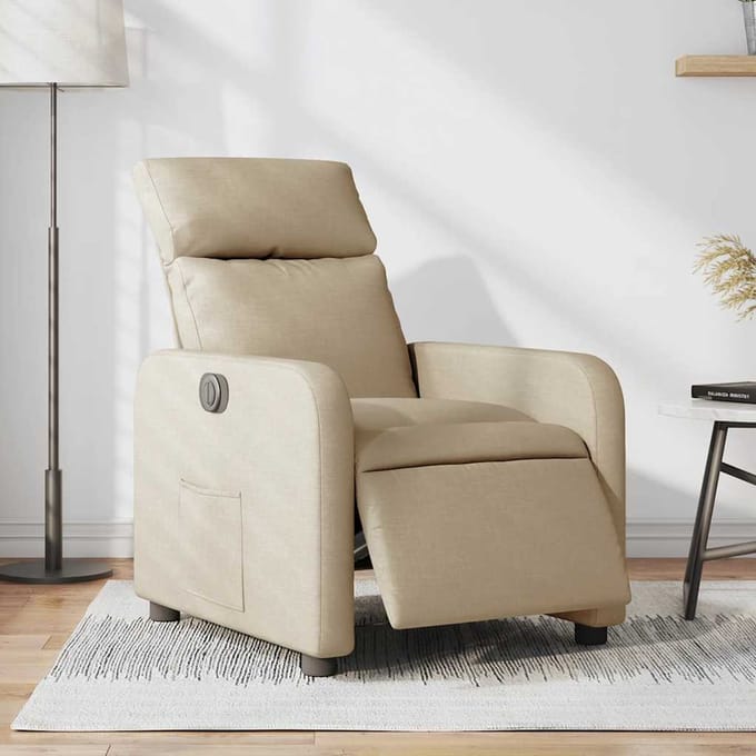 vidaXL - Fauteuil - verstelbaar - elektrisch - stof - crèmekleurig