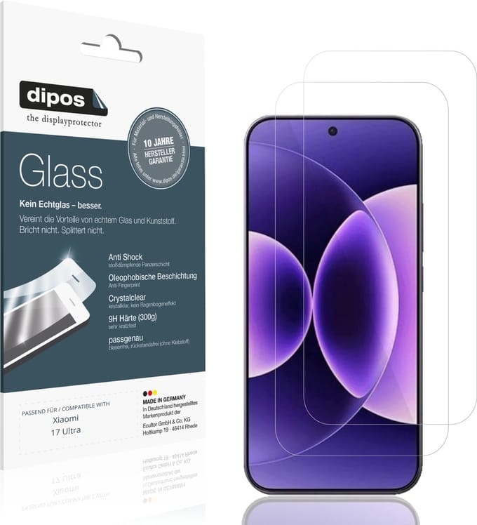 dipos – 2x Pantserfolie geschikt voor Xiaomi 17 Ultra | 9H Screenprotector