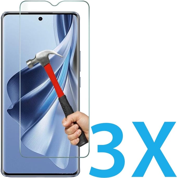 Glasplaatje Geschikt voor: OPPO Reno 10 - 3x Screenprotector - screen protector - glas - bescherm - beschermglas