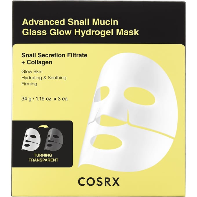 COSRX Hydrogelmasker met geavanceerd slakkenmucine voor glasglans, 3-pack