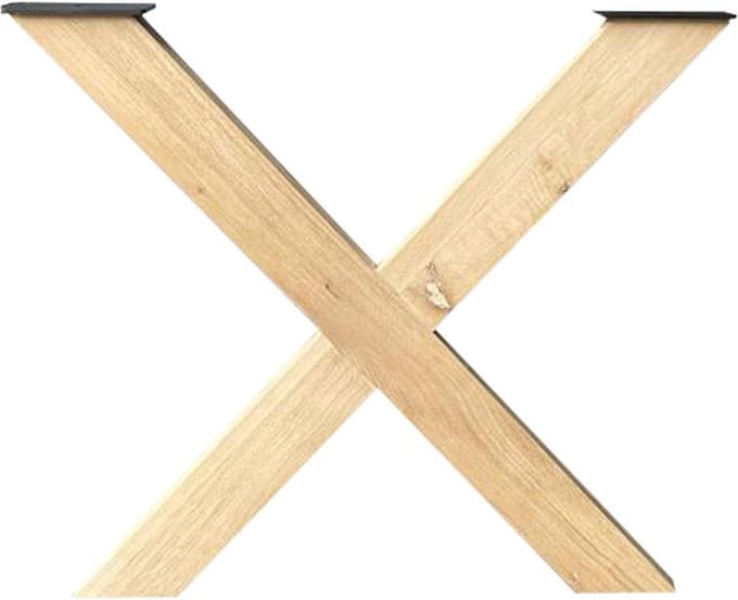 FLE - X-poot massief eikenhout 82 bij 10 cm en hoogte 73 cm (10 x 10 cm)