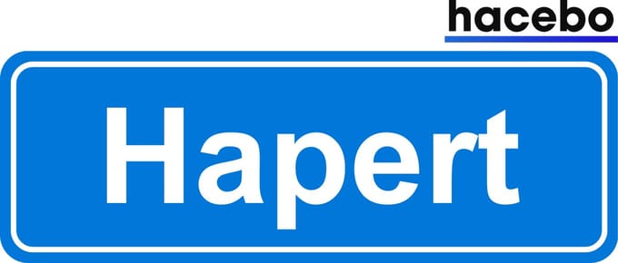 Hacebo - Plaatsnaam Sticker - 29x10 CM - Hapert sticker - Verkeersborden sticker - grappige cadeaus - Hapert