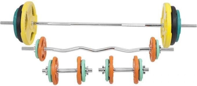 Gorilla Sports Halterset 108 kg - Gripper Gietijzer Rubber Coating - Halter met gewichten