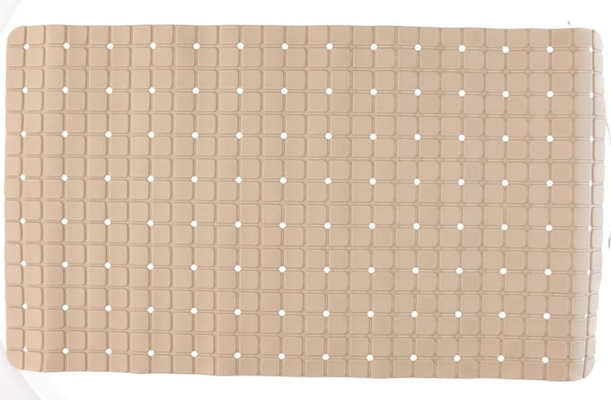 Badmat/douchemat beige vierkant patroon 69 x 39 cm - Anti-slip mat voor in de douchecabine