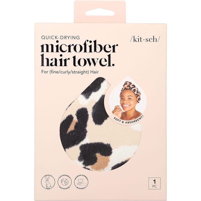 Séchage Rapide, Serviette Cheveux Microfibre, Léopard, 1 Pièce white
