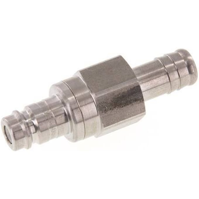 RVS DN 10 Luchtkoppeling Insteeknippel 13 mm Slangpilaar Double Shut-Off
