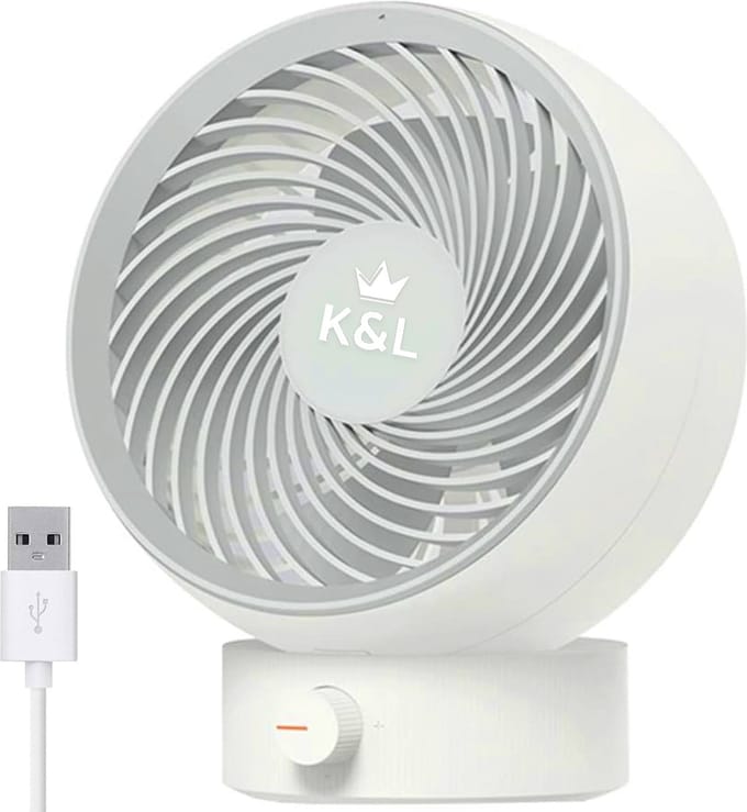 K&L Stille Ventilator - Tafelmodel - USB powered - Kantelbaar - Wit