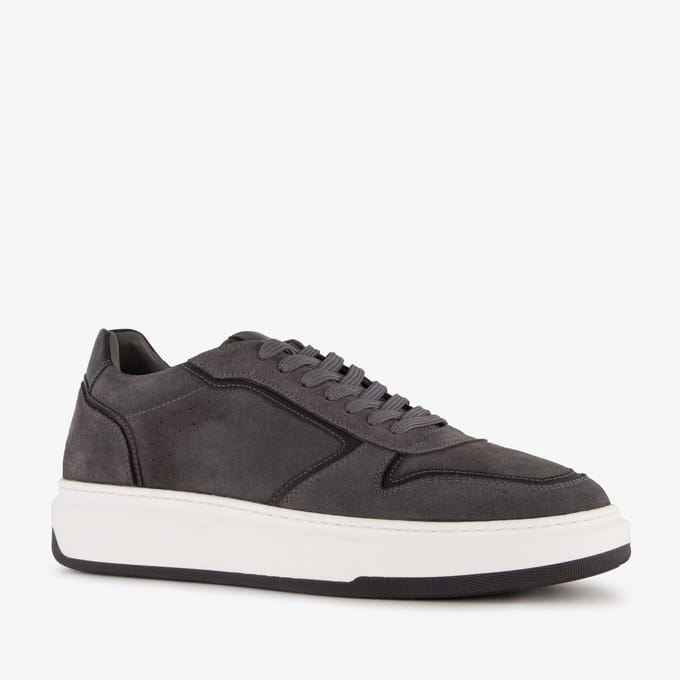 Van Beers suède heren sneakers grijs - Maat 41 - Echt leer - Uitneembare zool