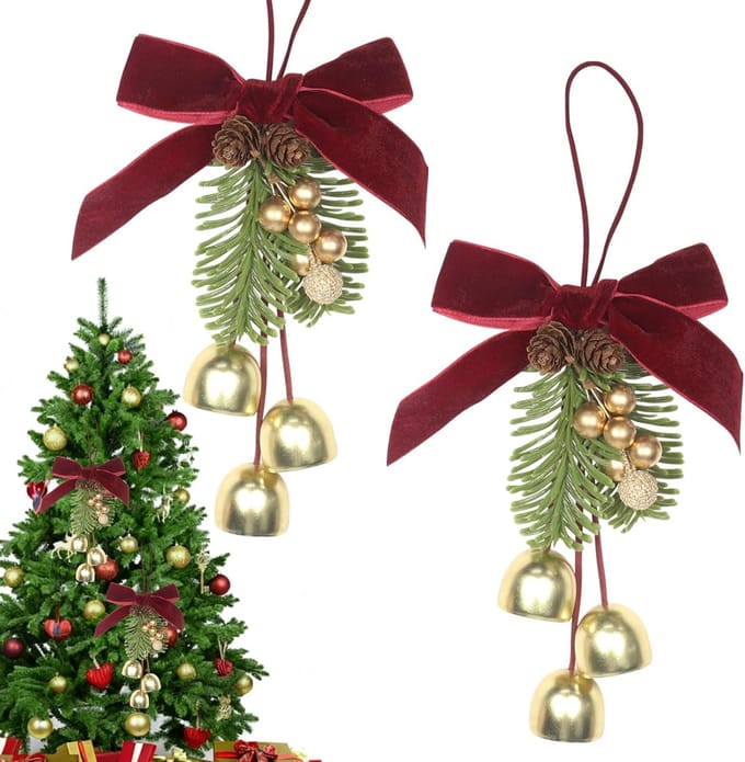 Dailygoods - Rode Kerststrikken met Bel, Set van 2 voor Versiering