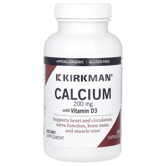 Kirkman Labs, Calcium with Vitamin D3, 200 mg, 120 capsules