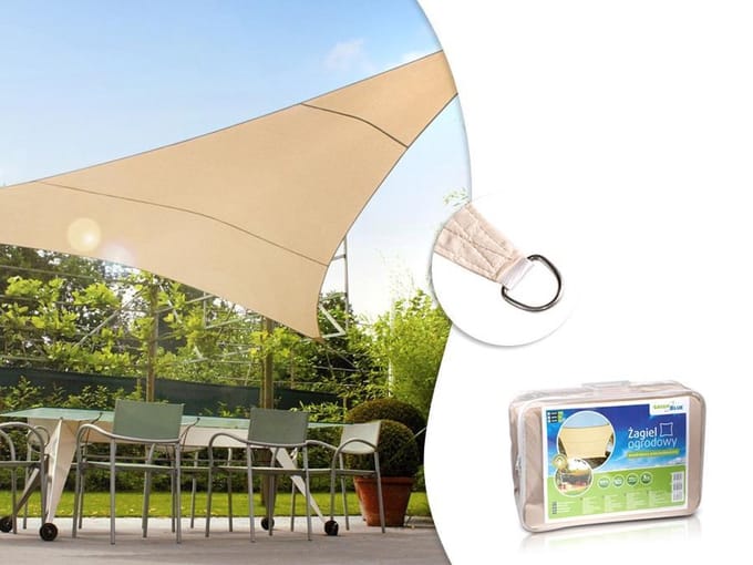 Zonnezeil Schaduwdoek Grrenblue driehoek 3.6m Cream