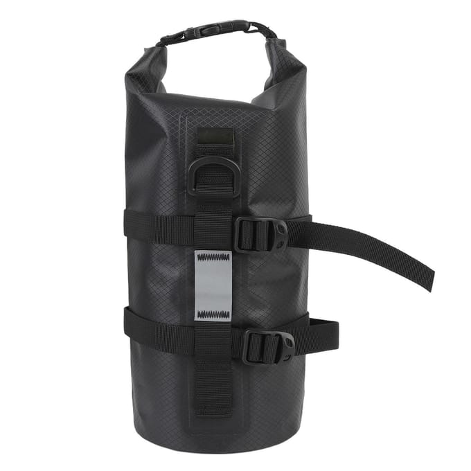 Sac de Fourche de Vélo Multipurpose Imperméable Capacité 5L Bandes Réfléchissantes Sac de Fourche Avant de Vélo avec Support Fixe pour Route black
