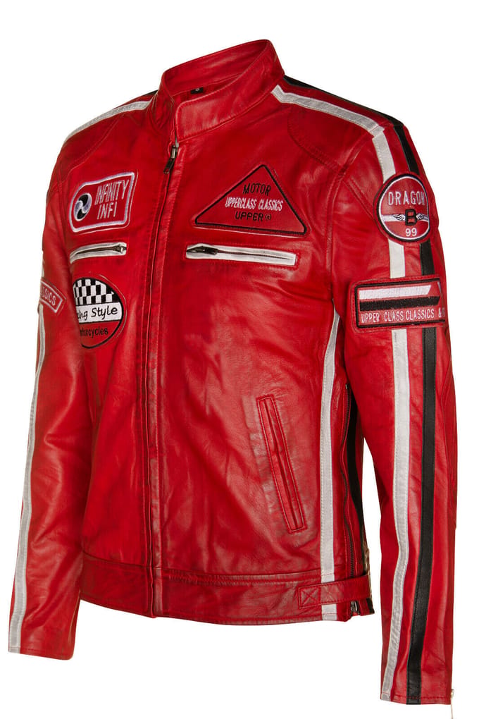 Leren race-motorfietsjack met rits