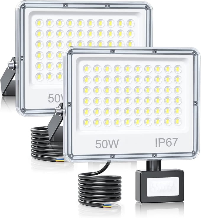Led-spot voor buiten met bewegingssensor - 50W, 5000 lumen, IP67, 2 stuks